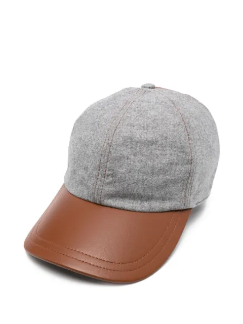 Eleventy leather-paneled wool cap Grey L77CPLL23TES0L200