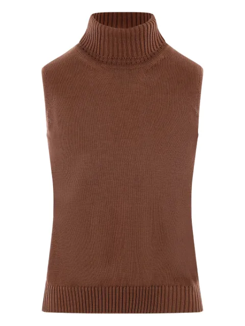 Niccolò Pasqualetti high-neck sleeveless tank top Brown NPK066COYABROWN