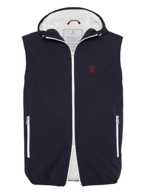 Brunello Cucinelli zip-up hooded gilet Blue MM49A7432GC1086