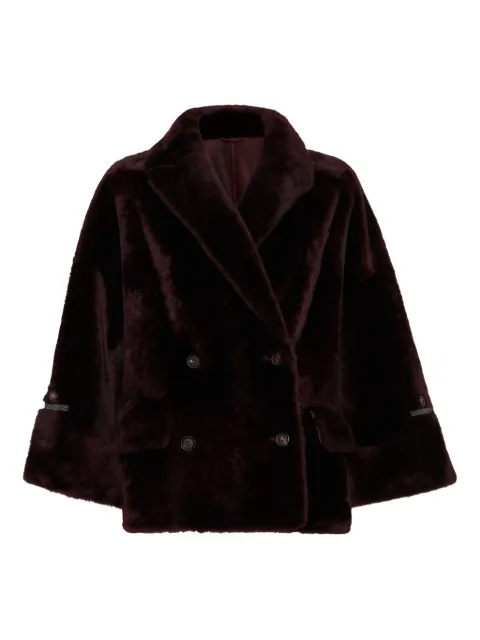 Brunello Cucinelli lamb-fur double-breasted jacket Red MPMRA7495C4243