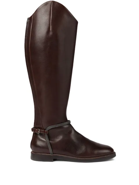 Brunello Cucinelli buckle-strap leather boots Brown MZORC3118C8279