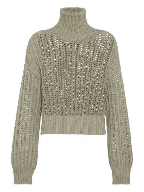 Brunello Cucinelli turtleneck cashmere sweater Green M52363804C4264