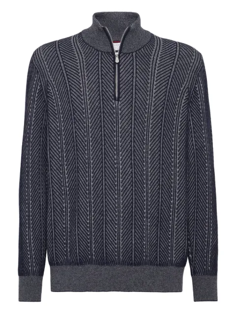 Brunello Cucinelli cashmere zip-up sweater Blue M22709304CW425