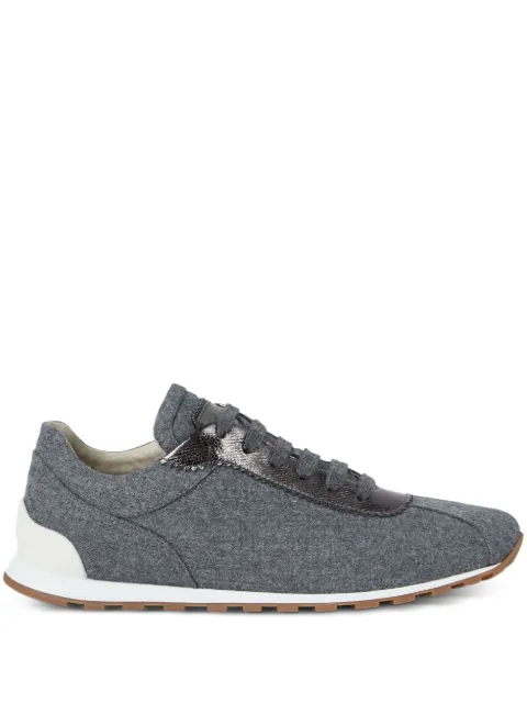 Brunello Cucinelli wool leather sneakers Grey MZ26G3031C003