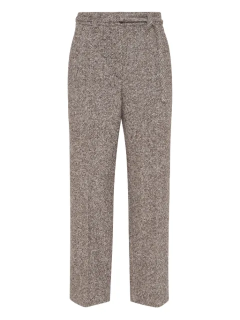 Brunello Cucinelli tweed belted trousers Brown MG531P9052C6321