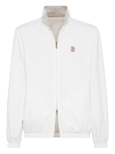 Brunello Cucinelli logo-embroidered zip-up jacket White MM49A7433GCJE64