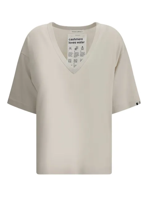 extreme cashmere Nº406 V-neck oversized T-shirt Neutrals 40612611TU05
