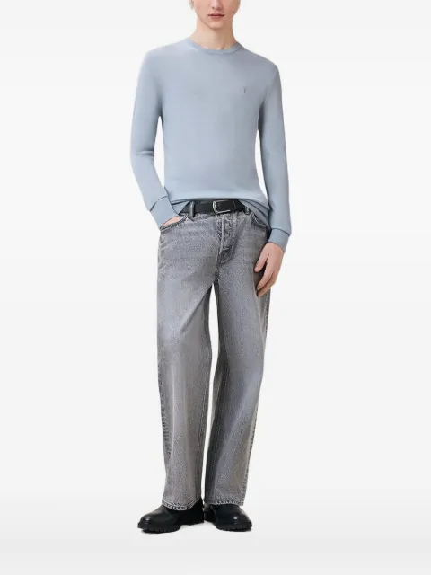 AllSaints Mode logo-embroidered crew-neck sweater Blue M002KZ