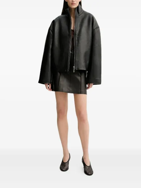 AERON button-fastening leather mini skirt Black SK162019