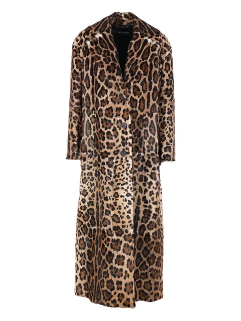Dolce & Gabbana leopard-print buttoned-up coat Brown F0W6QFFUP9H