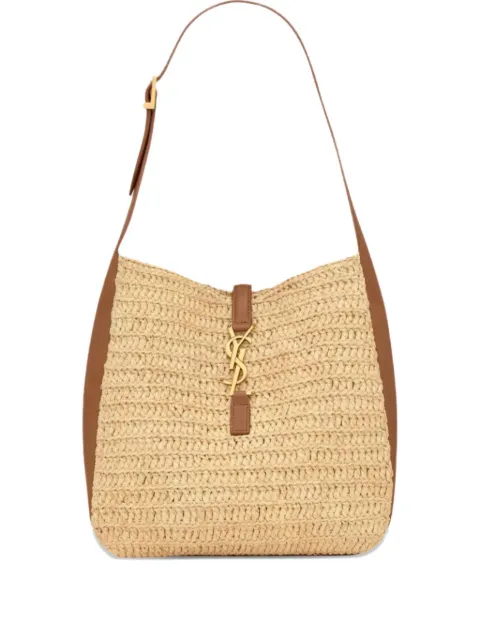Saint Laurent small Le 5 à 7 raffia shoulder bag Neutrals 823812GAAEZ2791