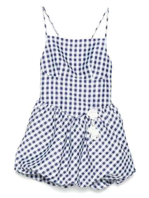 Self-Portrait gingham-pattern sleeveless mini dress Blue PF25001SA