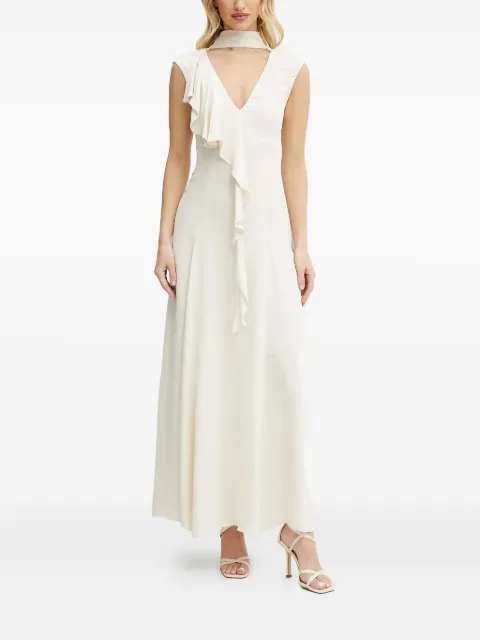Karl Lagerfeld ruffle-trim maxi dress Neutrals A2W13011461