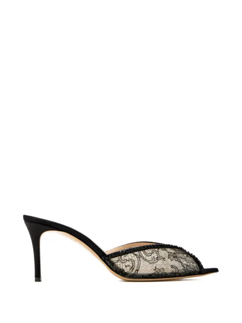 Andrea Wazen Katy lace beaded mules White KATMU075LSH