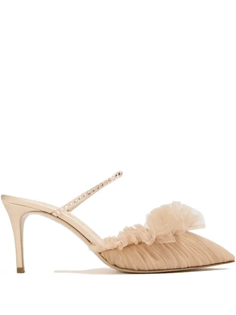 Andrea Wazen 75mm Franca Glitz crystal-embellished mules Neutrals KYAMU075TSHNUD