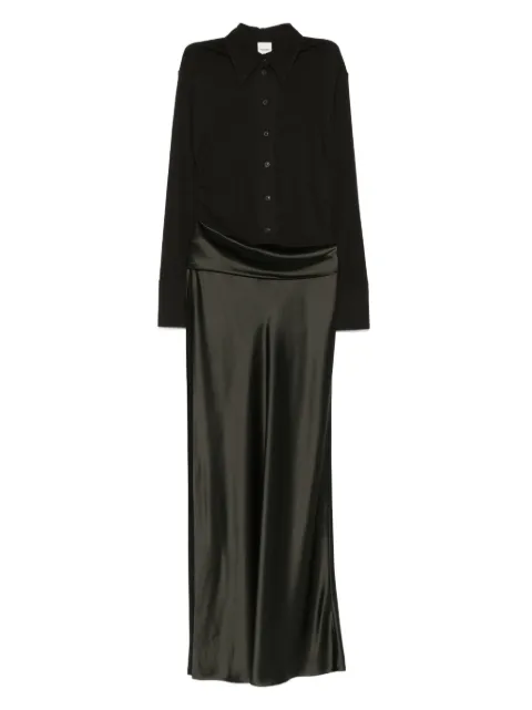 Nanushka satin-paneled asymetrical maxi dress Green NW25PFDR02969