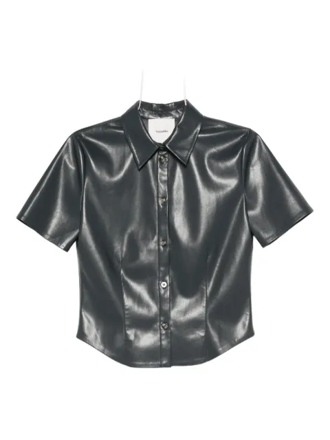 Nanushka Clare button-up short-sleeve shirt Blue NW25PFTP00455