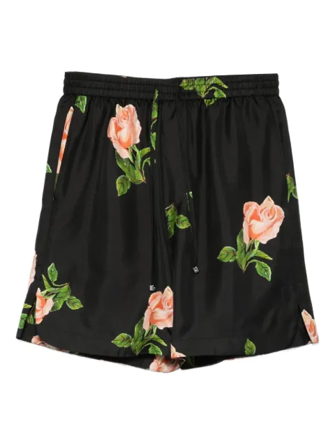 Nanushka Anish rose-print drawstring shorts Black NM25PFST01799