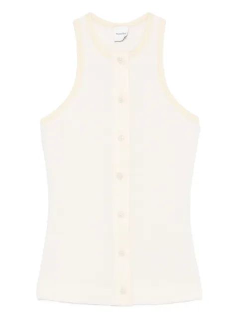 Nanushka ribbed button-placket top Neutrals NW25PFTP11105