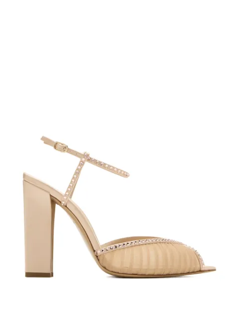 Andrea Wazen Katy embellished block-heel sandals Neutrals KATBL105STH