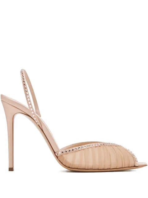 Andrea Wazen 105mm Kay crystal-embellished slingback pumps Neutrals KATSL105TSHNUD