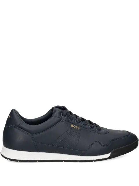 BOSS nappa-leather trainers with perforated details Blue 50542099