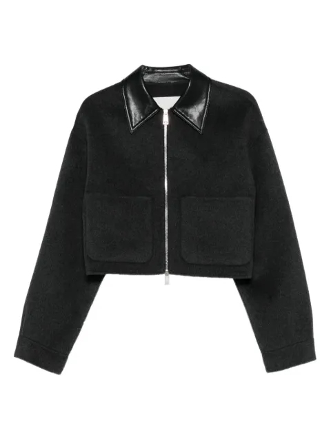 Nanushka leather-trimmed zip-up jacket Grey NW25PFJK12294