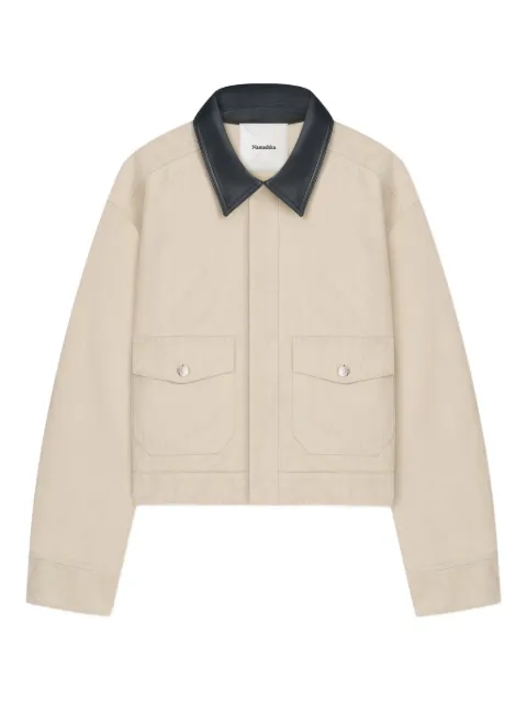 Nanushka Nowell collar shirt jacket Neutrals NM25FWJK07373