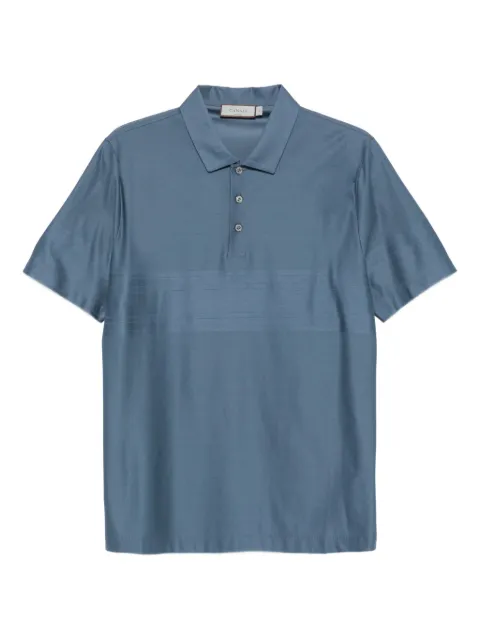 Canali stripe-detail polo shirt Blue T0238PMJ02242