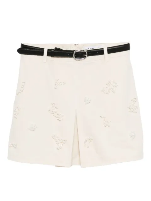 Self-Portrait beaded floral mini skirt Neutrals PF25819SKC