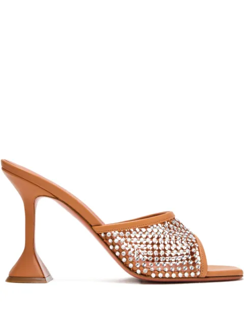 Amina Muaddi Lupita crystal net slippers Brown 17S366389LUP