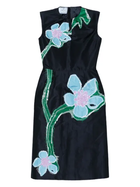 Prada Pre-Owned flower appliqué dress Blue CSVM8671