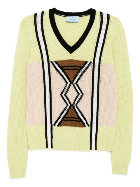 Prada Pre-Owned long-sleeve V-neck sweater Neutrals CSVM8678
