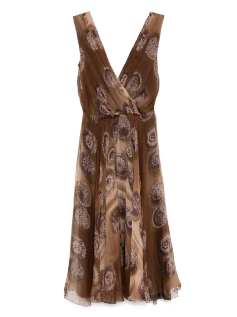 Prada Pre-Owned printed chiffon dress Brown CSVM8679