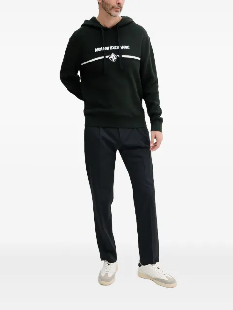 Armani Exchange logo-band knitted hoodie Black XM000180AF11960