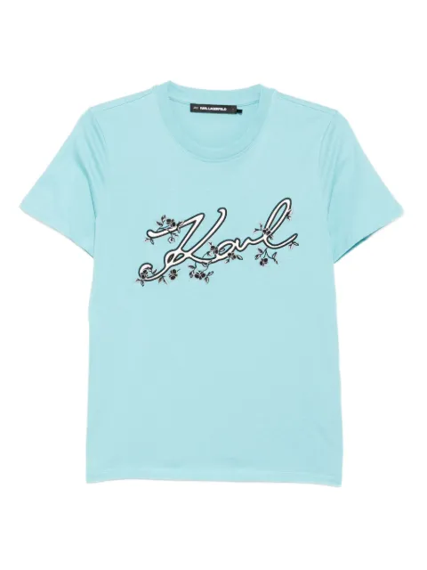 Karl Lagerfeld logo-embroidered T-shirt Blue A3W17018