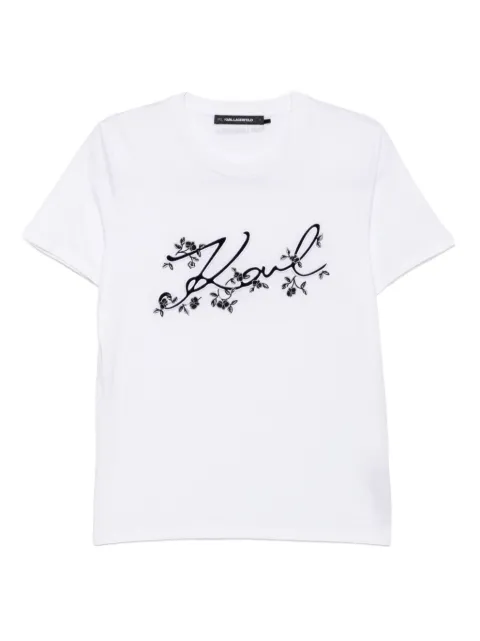 Karl Lagerfeld logo-embroidered T-shirt White A3W17018