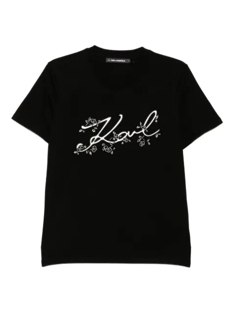 Karl Lagerfeld logo-embroidered T-shirt Black A3W17018