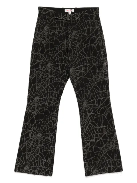 MASU flocky-web flared trousers Black MPFWPT0924