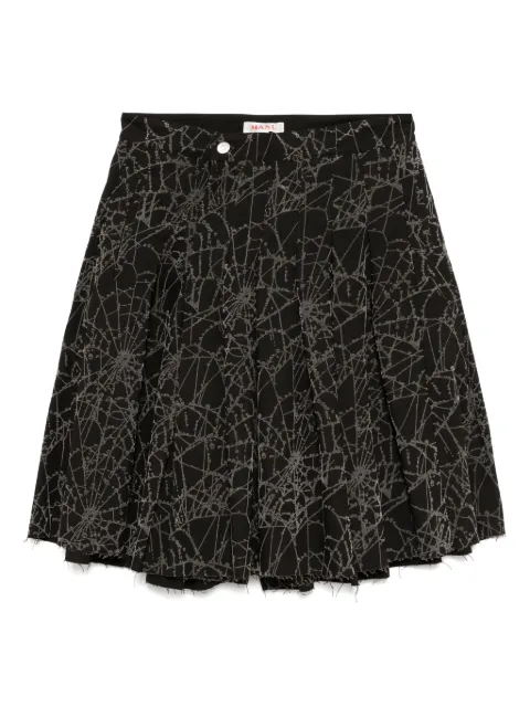 MASU flocky-web pleated shorts Black MPFWPT0824
