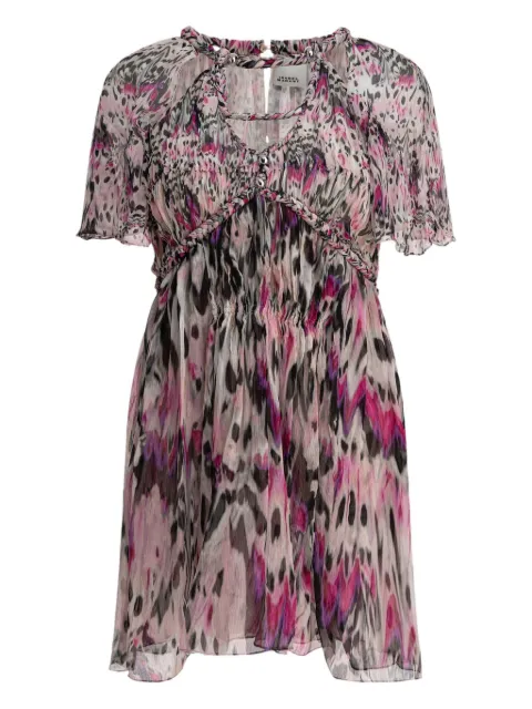 ISABEL MARANT braided-detail animal-print mini dress Pink RO0780FAC2J05I