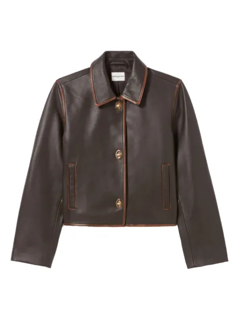 Claudie Pierlot cropped vintage leather jacket Brown CFPBL00321