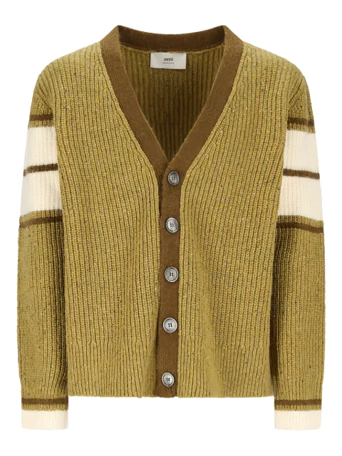 AMI Paris College V-neck cardigan Green HKC358KN0111374