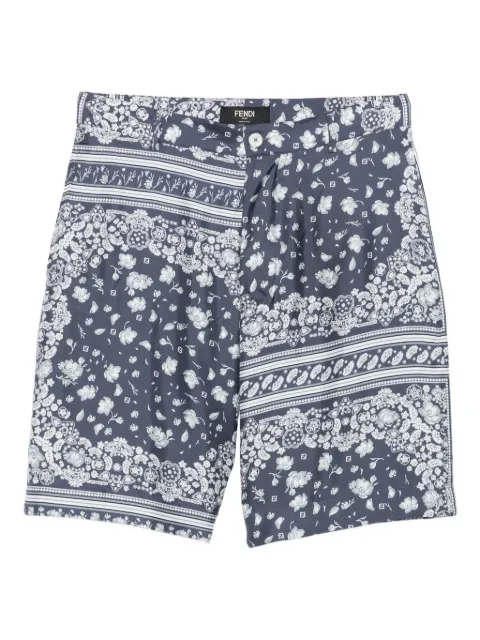 FENDI bandana-print silk shorts Blue FB1014AUVQ