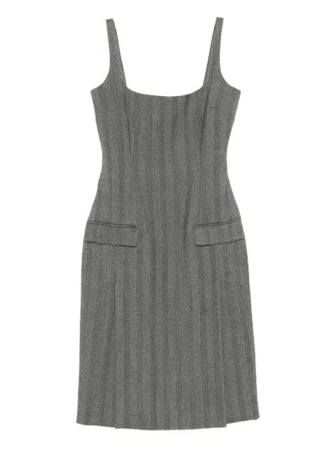 Ferragamo striped pleated midi dress Grey 13H709A002