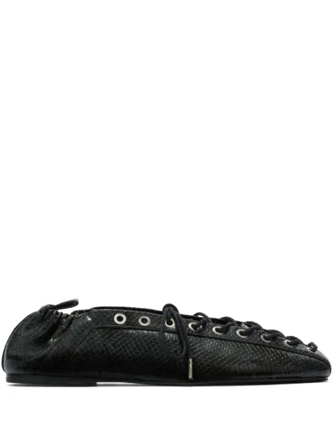 GANNI eyelets lace-up ballet flats Black S3156