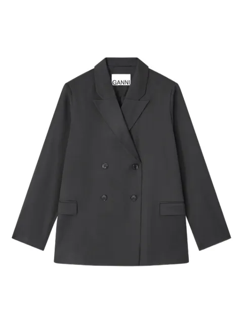 GANNI Calendered double-breasted blazer Grey W0797