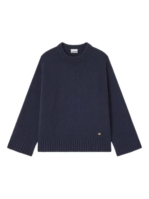 GANNI dropped-shoulders sweater Blue K2554