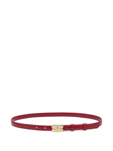 GANNI Kat logo-buckle leather belt Red A7070