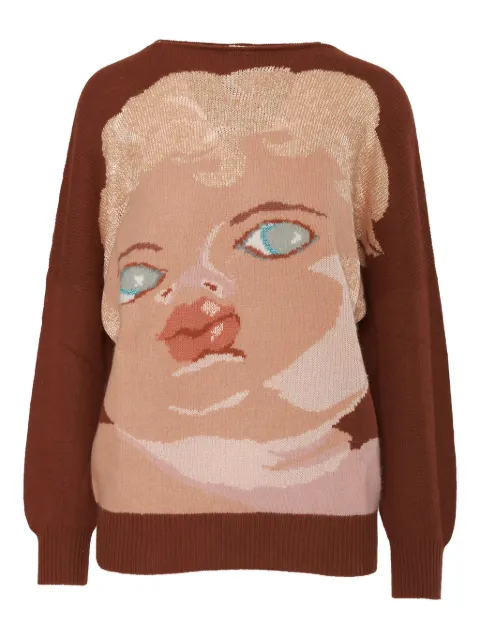 Krizia Pre-Owned Face sweater Brown CVM219049P